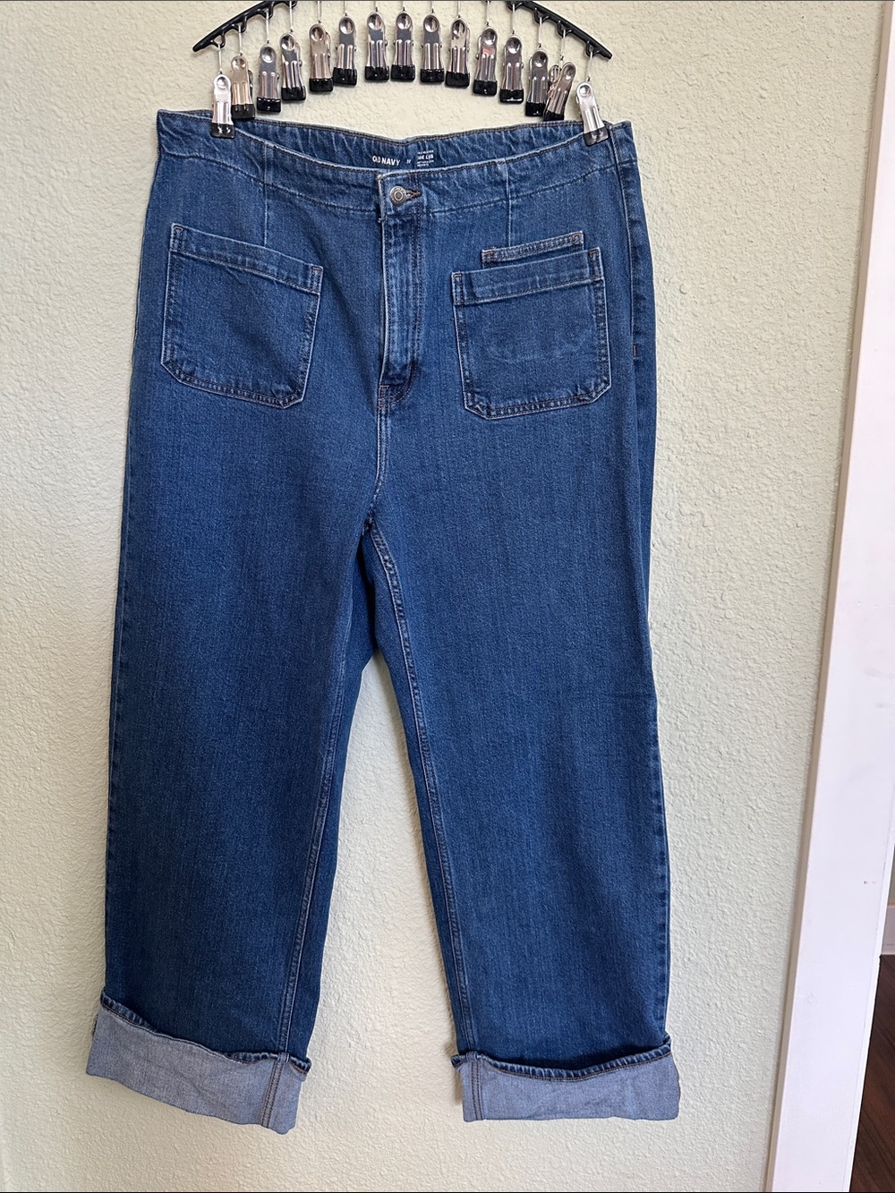 Old navy Blue wide Straight-Leg Jeans with Patch Pockets